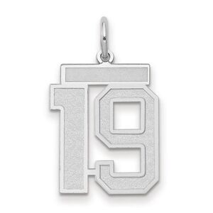 14k White Gold, Jersey Collection, Medium Number 19 Pendant